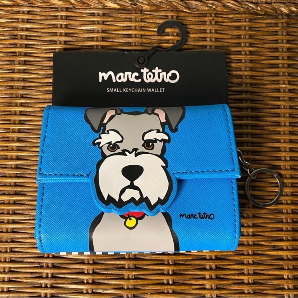 Marc Tetro Larger Wallet Blue with Schnauzer cute dog card holder brand new rare